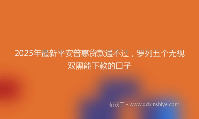 2025年最新平安普惠贷款通不过，罗列五个无视双黑能下款的口子