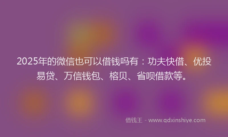 2025年的微信也可以借钱吗有：功夫快借、优投易贷、万信钱包、榕贝、省呗借款等。