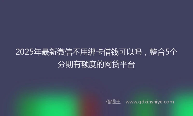 2025年最新微信不用绑卡借钱可以吗，整合5个分期有额度的网贷平台