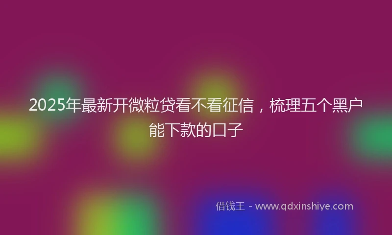 2025年最新开微粒贷看不看征信，梳理五个黑户能下款的口子