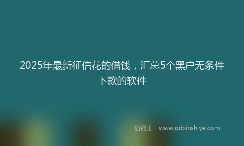 2025年最新征信花的借钱，汇总5个黑户无条件下款的软件
