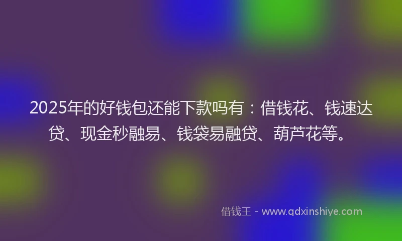 2025年的好钱包还能下款吗有：借钱花、钱速达贷、现金秒融易、钱袋易融贷、葫芦花等。