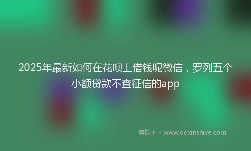 2025年最新如何在花呗上借钱呢微信，罗列五个小额贷款不查征信的app