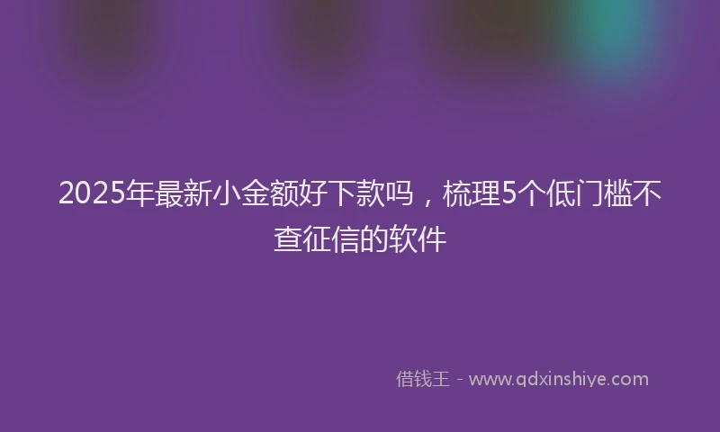 2025年最新小金额好下款吗，梳理5个低门槛不查征信的软件