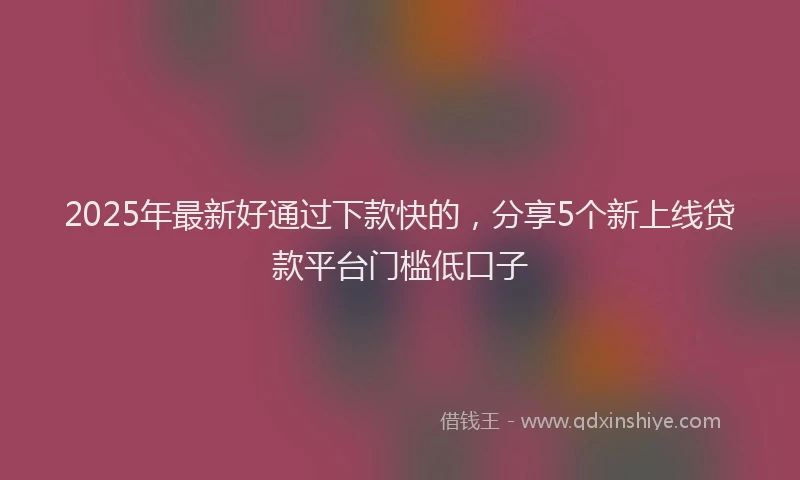 2025年最新好通过下款快的，分享5个新上线贷款平台门槛低口子