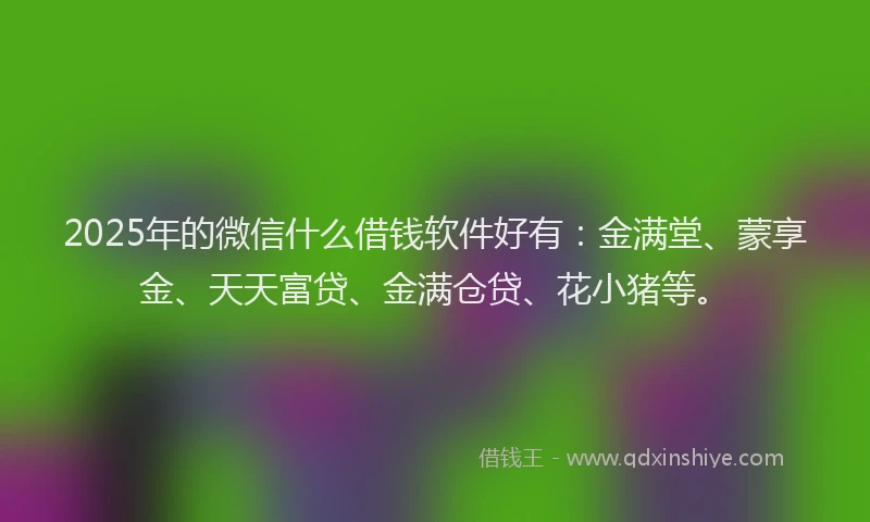 2025年的微信什么借钱软件好有：金满堂、蒙享金、天天富贷、金满仓贷、花小猪等。