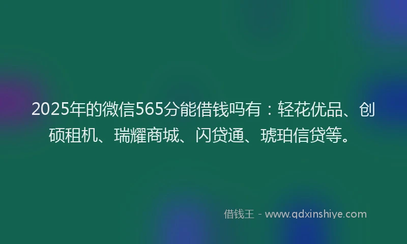 2025年的微信565分能借钱吗有：轻花优品、创硕租机、瑞耀商城、闪贷通、琥珀信贷等。