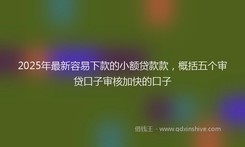 2025年最新容易下款的小额贷款款，概括五个审贷口子审核加快的口子