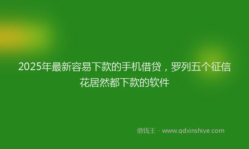 2025年最新容易下款的手机借贷，罗列五个征信花居然都下款的软件
