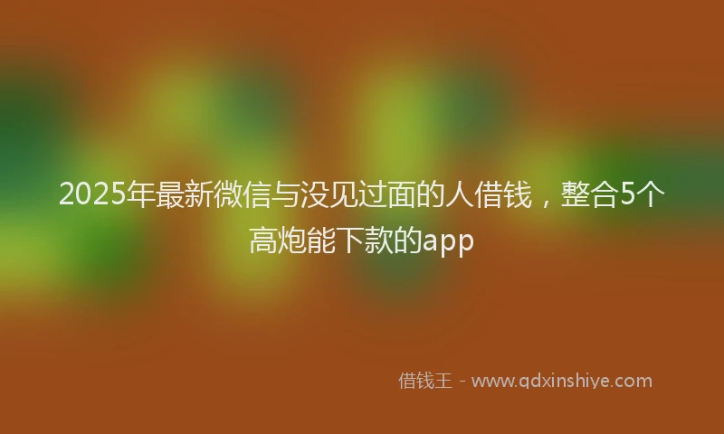 2025年最新微信与没见过面的人借钱，整合5个高炮能下款的app