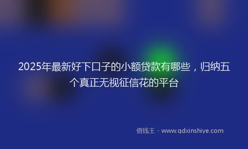 2025年最新好下口子的小额贷款有哪些，归纳五个真正无视征信花的平台
