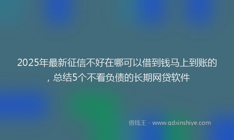 2025年最新征信不好在哪可以借到钱马上到账的，总结5个不看负债的长期网贷软件