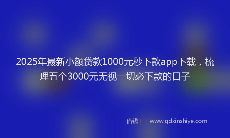 2025年最新小额贷款1000元秒下款app下载，梳理五个3000元无视一切必下款的口子