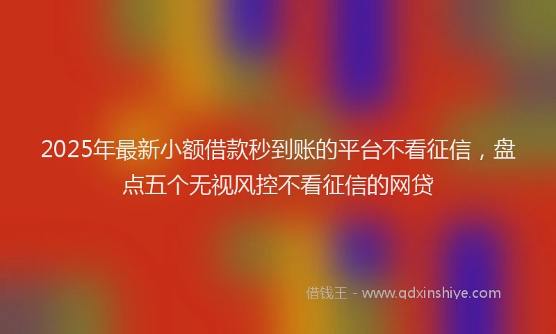 2025年最新小额借款秒到账的平台不看征信，盘点五个无视风控不看征信的网贷