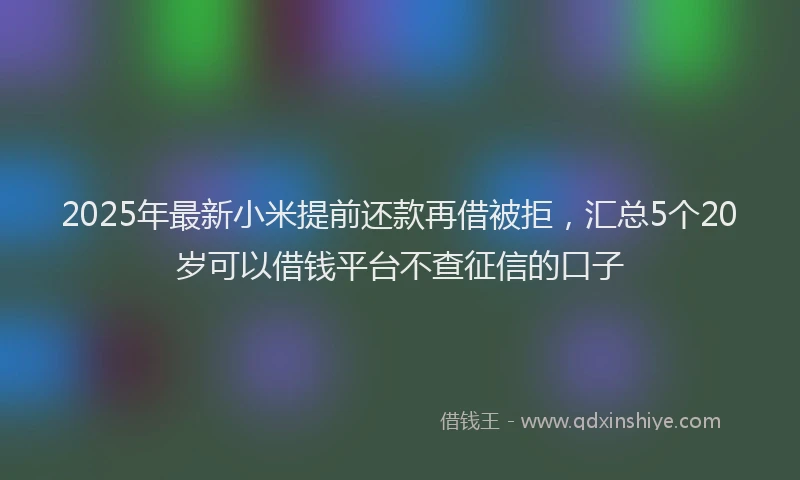 2025年最新小米提前还款再借被拒，汇总5个20岁可以借钱平台不查征信的口子