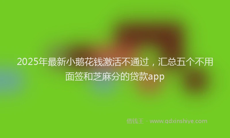 2025年最新小鹅花钱激活不通过，汇总五个不用面签和芝麻分的贷款app