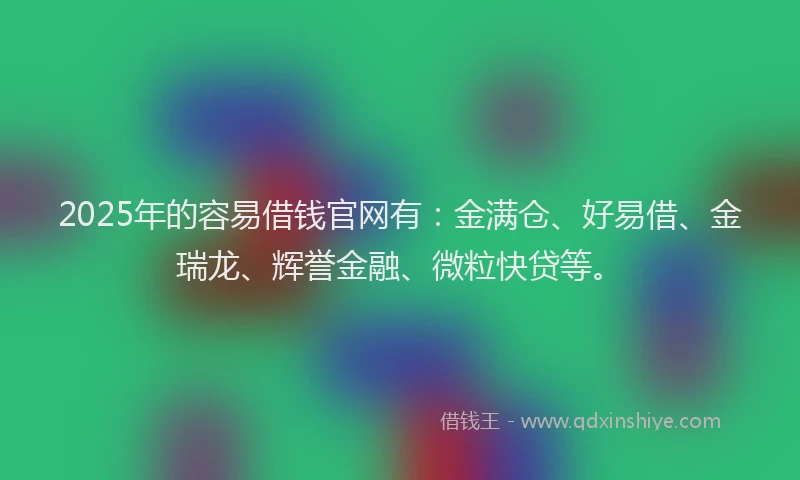 2025年的容易借钱官网有：金满仓、好易借、金瑞龙、辉誉金融、微粒快贷等。