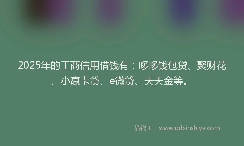 2025年的工商信用借钱有：哆哆钱包贷、聚财花、小赢卡贷、e微贷、天天金等。