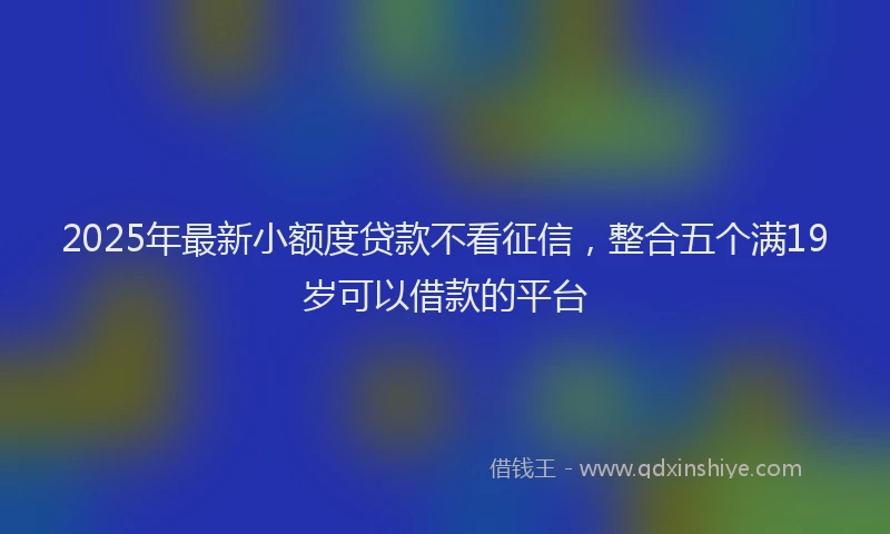 2025年最新小额度贷款不看征信，整合五个满19岁可以借款的平台