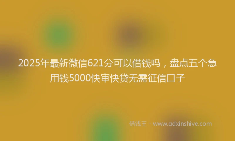 2025年最新微信621分可以借钱吗，盘点五个急用钱5000快审快贷无需征信口子