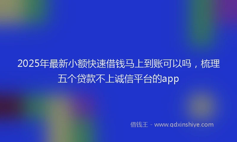 2025年最新小额快速借钱马上到账可以吗，梳理五个贷款不上诚信平台的app