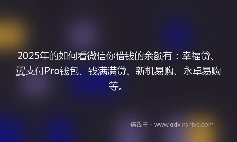 2025年的如何看微信你借钱的余额有：幸福贷、翼支付Pro钱包、钱满满贷、新机易购、永卓易购等。