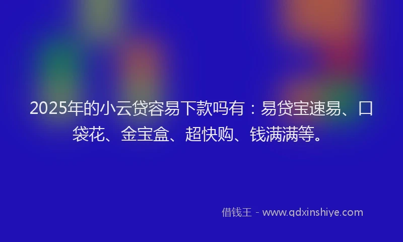 2025年的小云贷容易下款吗有：易贷宝速易、口袋花、金宝盒、超快购、钱满满等。