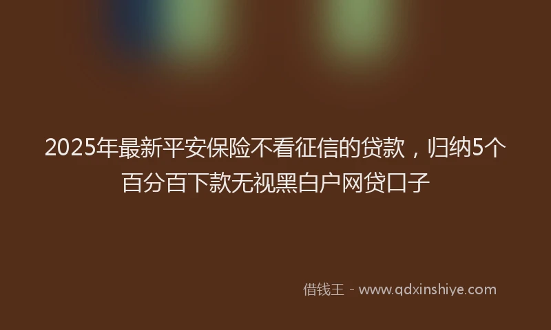 2025年最新平安保险不看征信的贷款，归纳5个百分百下款无视黑白户网贷口子