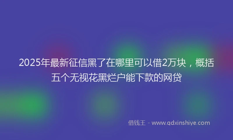 2025年最新征信黑了在哪里可以借2万块，概括五个无视花黑烂户能下款的网贷