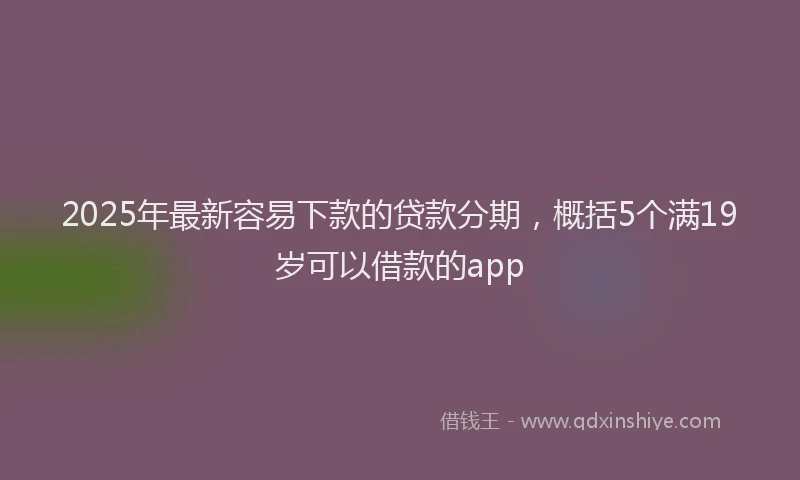2025年最新容易下款的贷款分期，概括5个满19岁可以借款的app