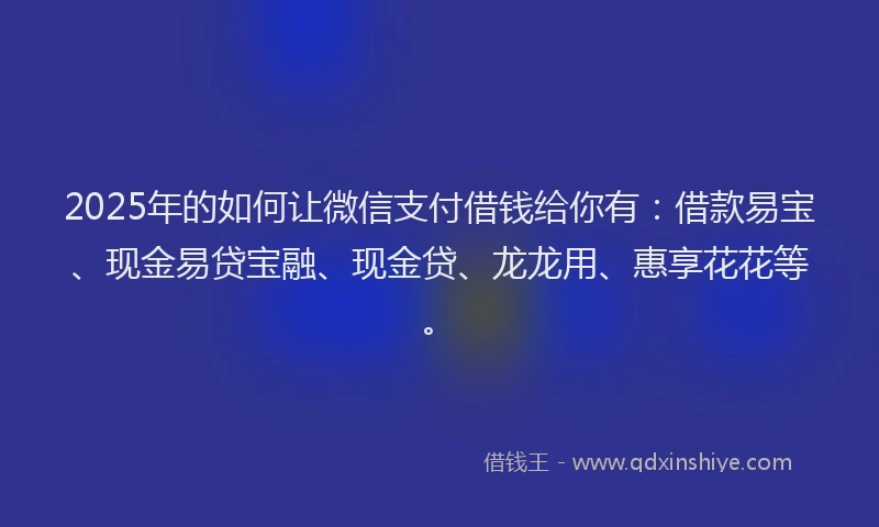 2025年的如何让微信支付借钱给你有：借款易宝、现金易贷宝融、现金贷、龙龙用、惠享花花等。