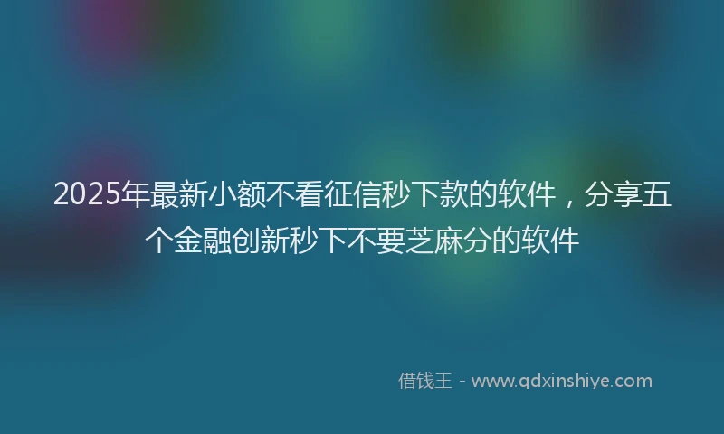 2025年最新小额不看征信秒下款的软件，分享五个金融创新秒下不要芝麻分的软件