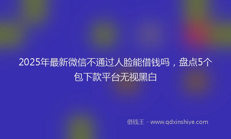 2025年最新微信不通过人脸能借钱吗，盘点5个包下款平台无视黑白