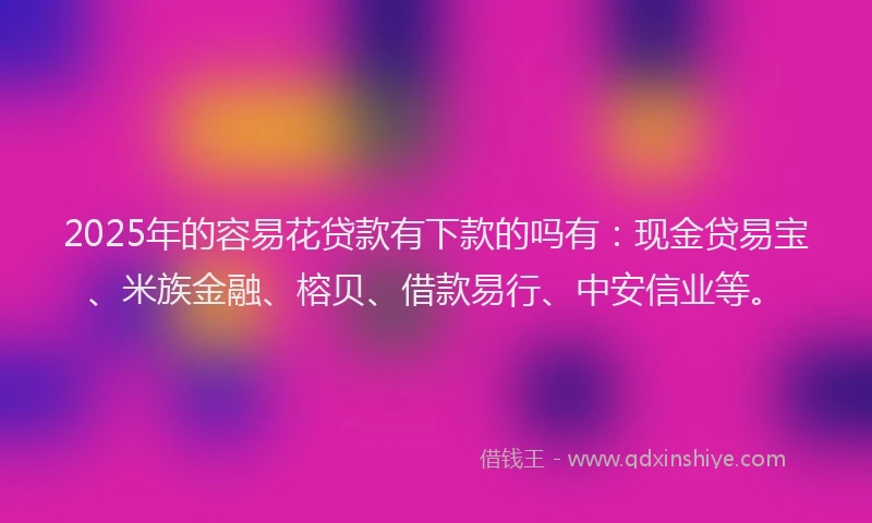 2025年的容易花贷款有下款的吗有：现金贷易宝、米族金融、榕贝、借款易行、中安信业等。