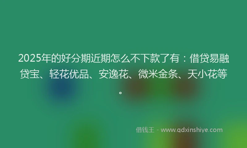 2025年的好分期近期怎么不下款了有：借贷易融贷宝、轻花优品、安逸花、微米金条、天小花等。