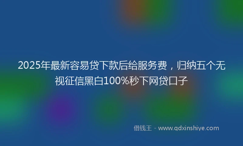 2025年最新容易贷下款后给服务费，归纳五个无视征信黑白100%秒下网贷口子