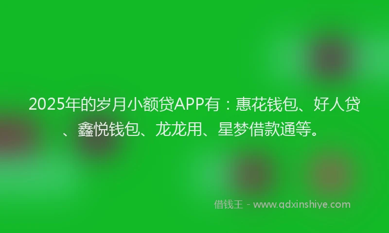 2025年的岁月小额贷APP有：惠花钱包、好人贷、鑫悦钱包、龙龙用、星梦借款通等。