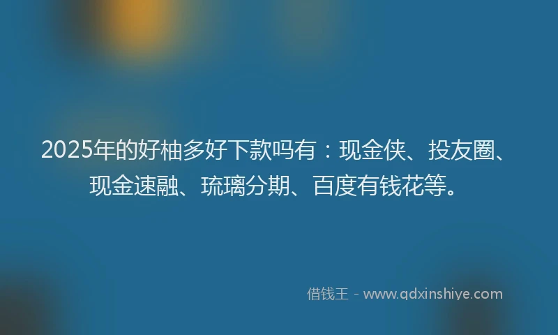 2025年的好柚多好下款吗有：现金侠、投友圈、现金速融、琉璃分期、百度有钱花等。