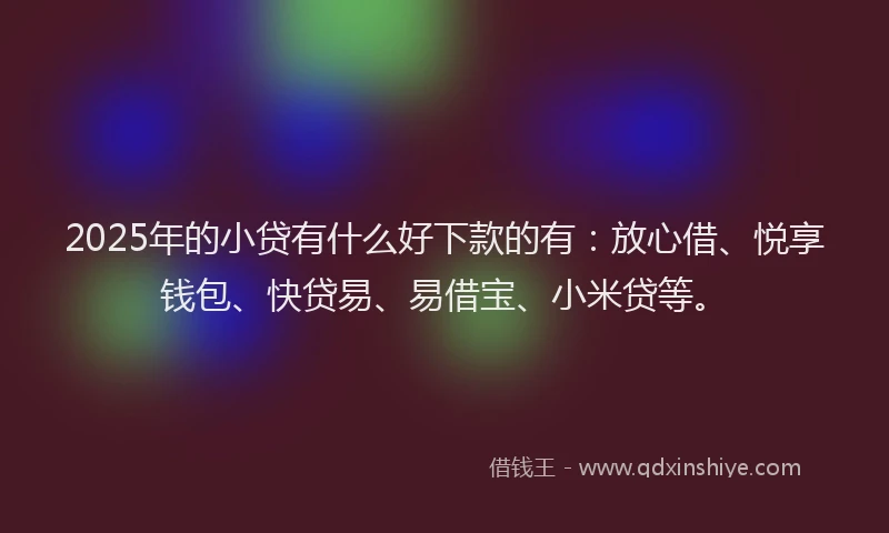 2025年的小贷有什么好下款的有：放心借、悦享钱包、快贷易、易借宝、小米贷等。