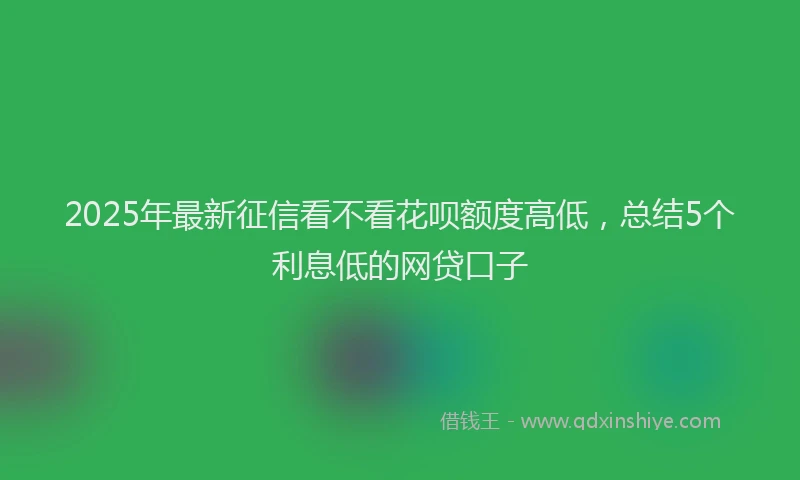 2025年最新征信看不看花呗额度高低，总结5个利息低的网贷口子