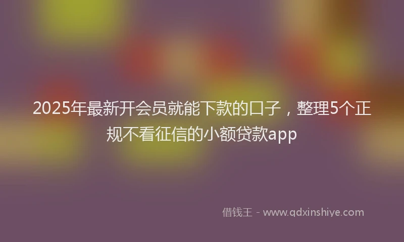 2025年最新开会员就能下款的口子，整理5个正规不看征信的小额贷款app
