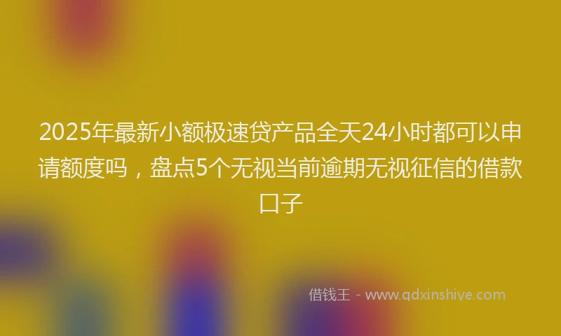 2025年最新小额极速贷产品全天24小时都可以申请额度吗，盘点5个无视当前逾期无视征信的借款口子
