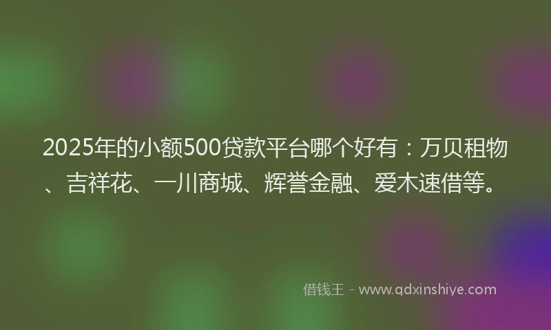 2025年的小额500贷款平台哪个好有：万贝租物、吉祥花、一川商城、辉誉金融、爱木速借等。