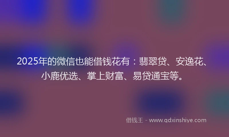 2025年的微信也能借钱花有：翡翠贷、安逸花、小鹿优选、掌上财富、易贷通宝等。