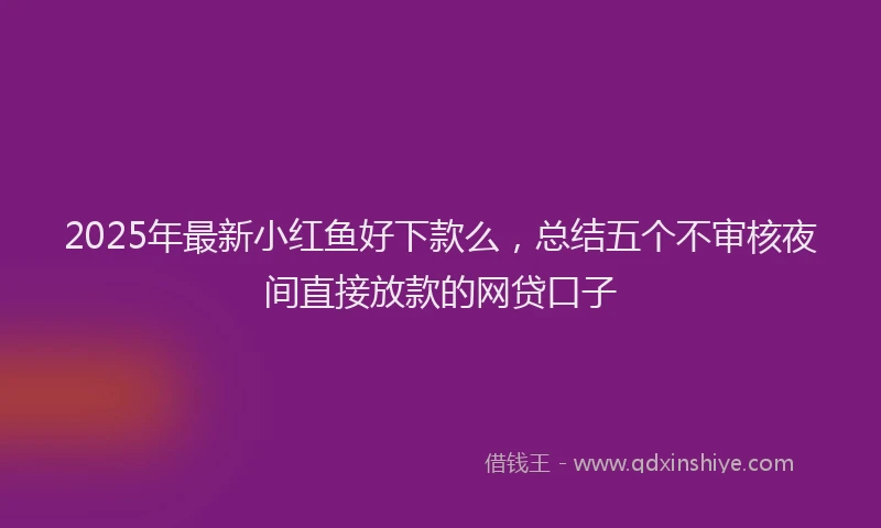 2025年最新小红鱼好下款么，总结五个不审核夜间直接放款的网贷口子