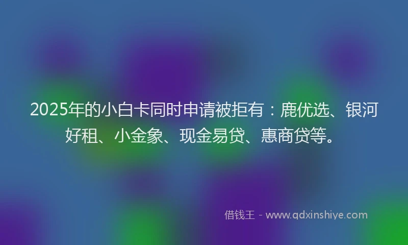 2025年的小白卡同时申请被拒有：鹿优选、银河好租、小金象、现金易贷、惠商贷等。