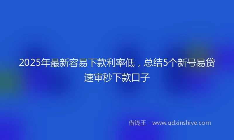 2025年最新容易下款利率低，总结5个新号易贷速审秒下款口子