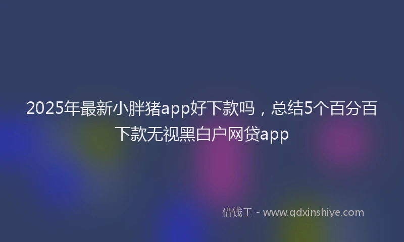 2025年最新小胖猪app好下款吗，总结5个百分百下款无视黑白户网贷app