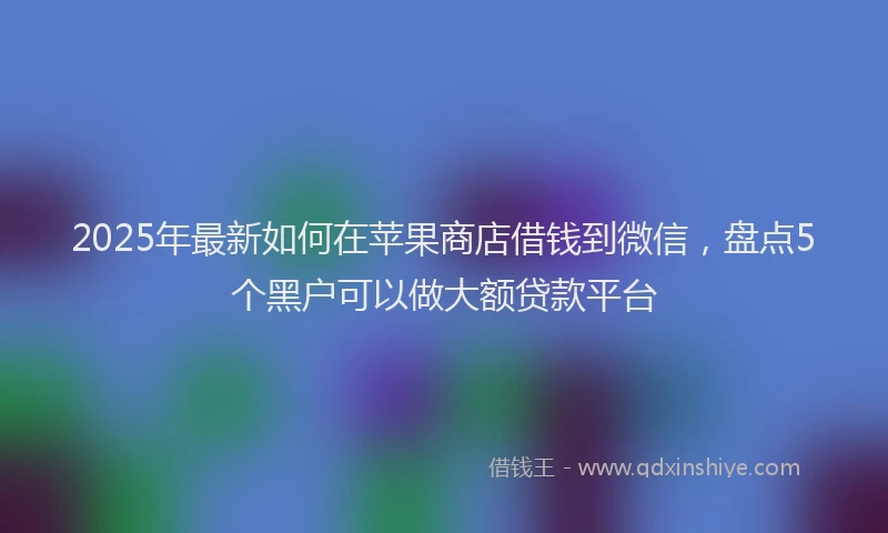 2025年最新如何在苹果商店借钱到微信，盘点5个黑户可以做大额贷款平台