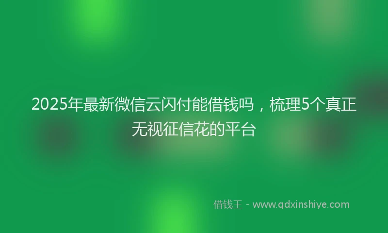 2025年最新微信云闪付能借钱吗，梳理5个真正无视征信花的平台